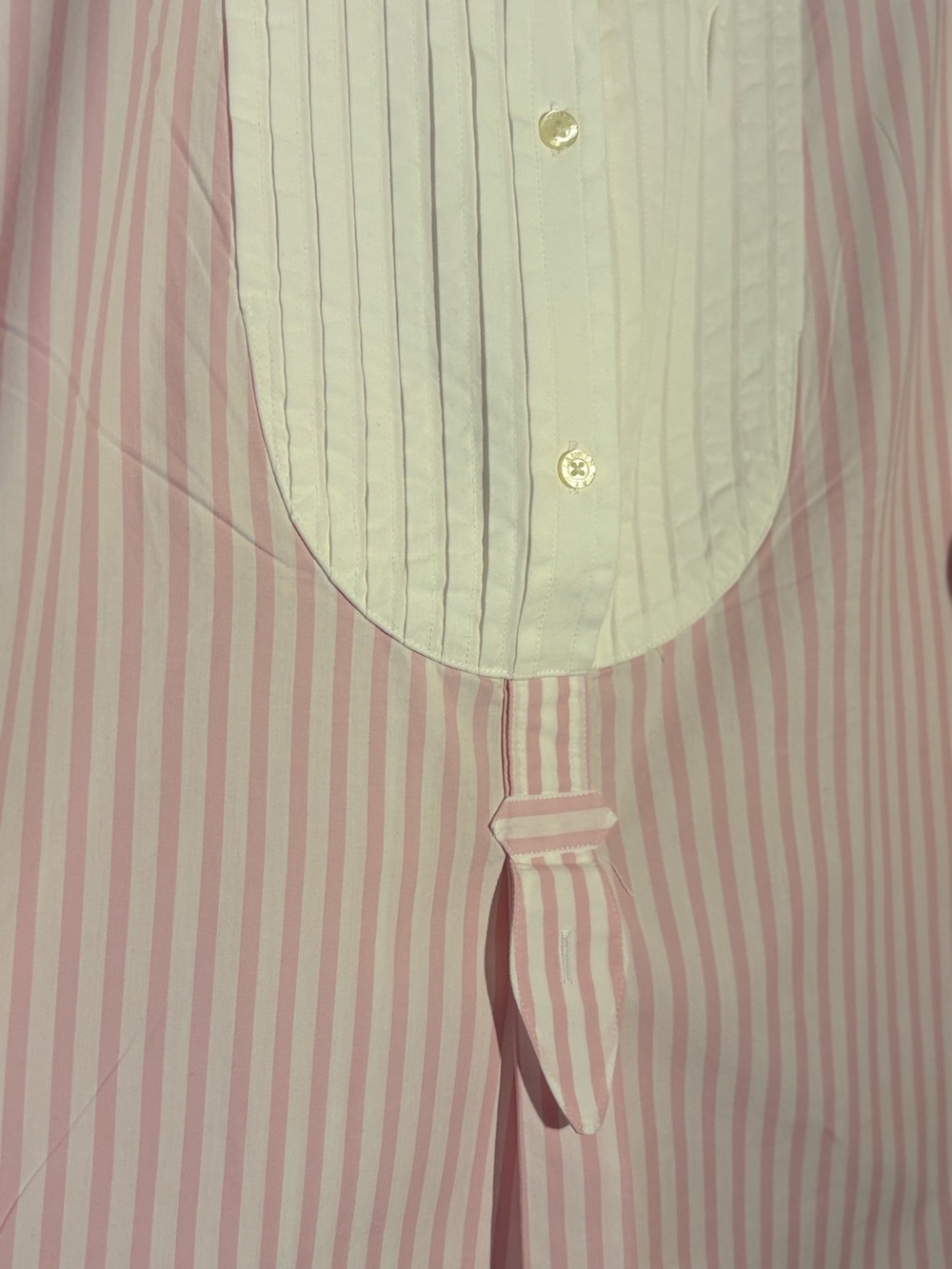 Lauren Ralph Lauren Women’s Tuxedo Striped Band Collar Pink & White Shirt Size M - Picture 3 of 4